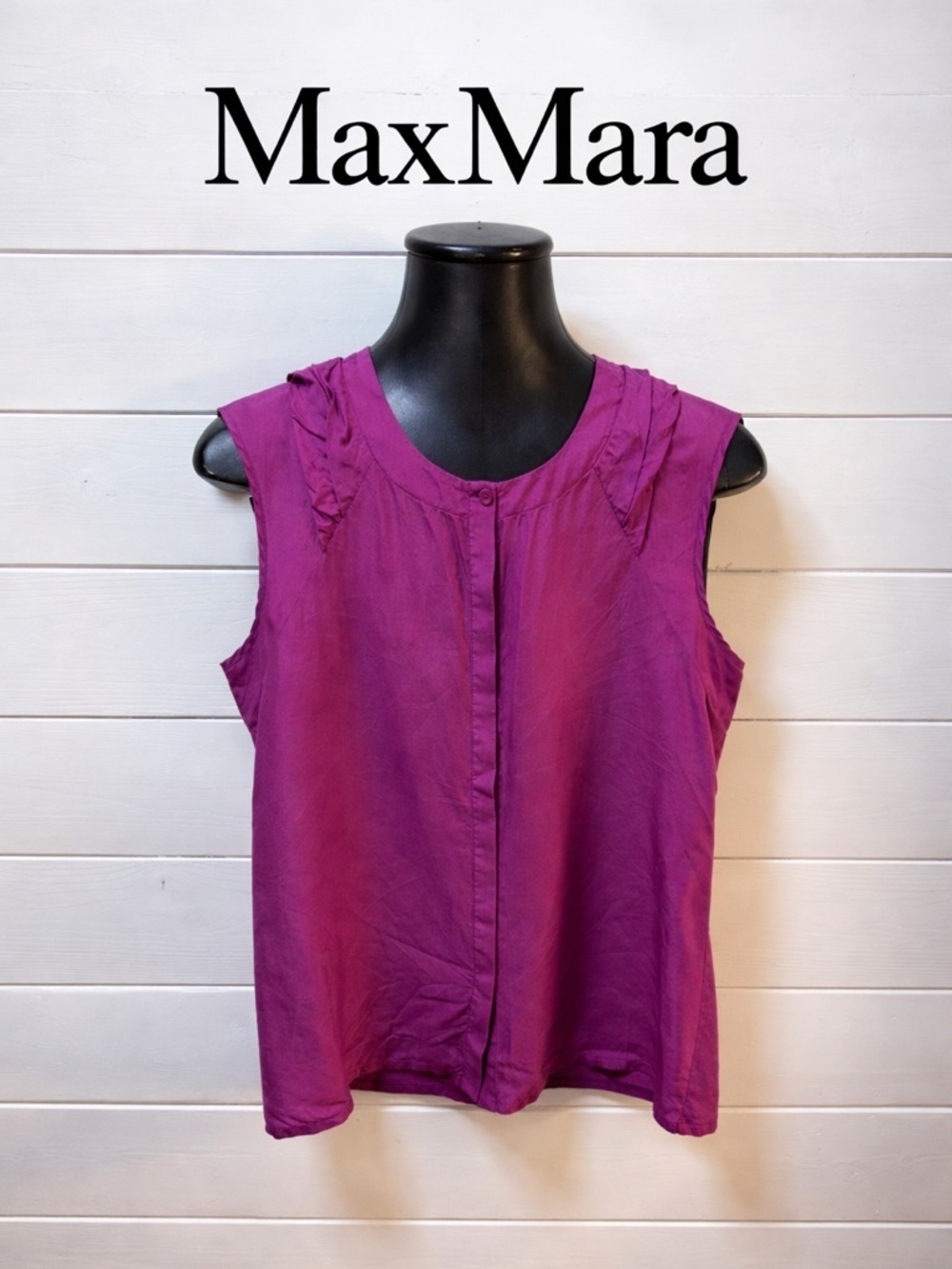 WEEKEND MAX MARA pink Sleeveless Top – Size M/L – Front 100% Silk